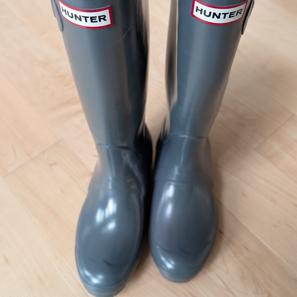 Hunter Tall Glossy Boots Gray